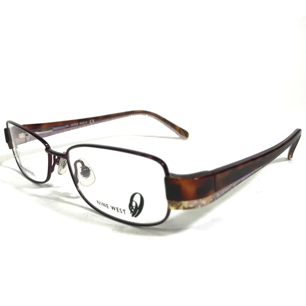 Nine West Eyeglasses Frames 411 ED6 Brown Tortoise Purple Rectangular 53-16-130